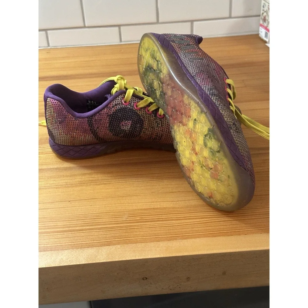 NOBULL Low Top Athletic Training Sneakers Lace Up Purple Multicolor Yellow